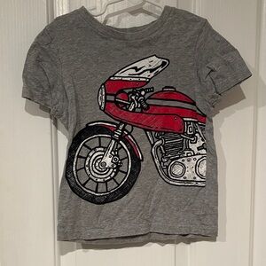 1989 Place Gray T-Shirt with Red Motorcycle Graphic